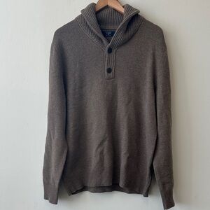 J. Crew 100% Lambswool Men's Shawl Collar Henley Sweater in Light Brown